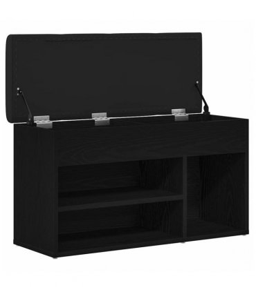 vidaXL Shoe Bench with Shelf Black 80 x 30 x 45 cm Engineered wood