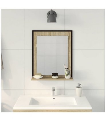 vidaXL Bathroom Mirror Black 50 x 12 x 60 cm Glass and Engineered Wood