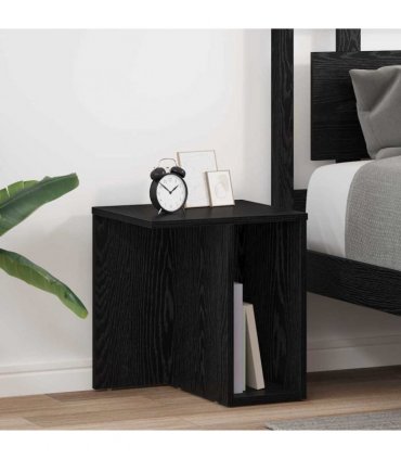 vidaXL End Table 2 pcs Black Oak 37 x 32 x 40 cm Engineered Wood