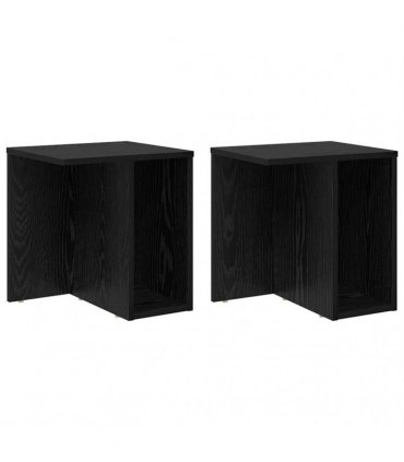 vidaXL End Table 2 pcs Black Oak 37 x 32 x 40 cm Engineered Wood