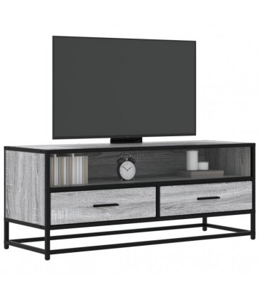 vidaXL TV Cabinet Grey Sonoma 100x34.5x40 cm Engineered Wood and Metal