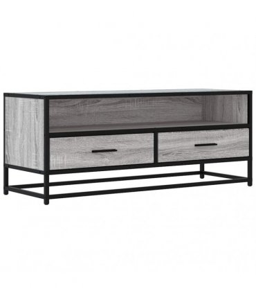 vidaXL TV Cabinet Grey Sonoma 100x34.5x40 cm Engineered Wood and Metal