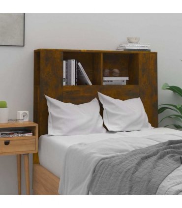 vidaXL Headboard Cabinet | Smoked Oak | Engineered wood | Medium