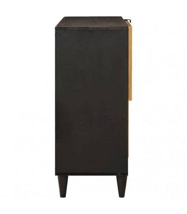 vidaXL Side Cabinet Black and Gold 80 x 33.5 x 75 cm Solid Mango Wood
