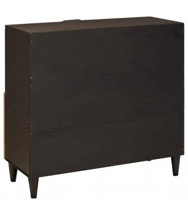 vidaXL Side Cabinet Black and Gold 80 x 33.5 x 75 cm Solid Mango Wood