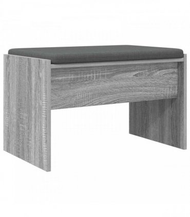 vidaXL Hall Bench with Cushion Grey Sonoma 63 x 38 x 40 cm