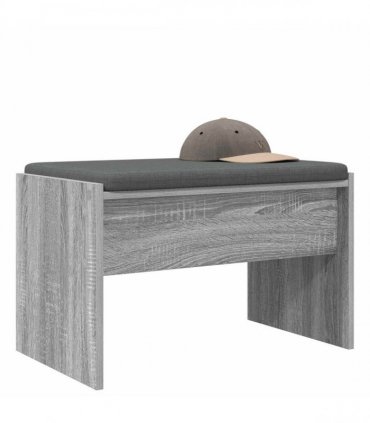vidaXL Hall Bench with Cushion Grey Sonoma 63 x 38 x 40 cm