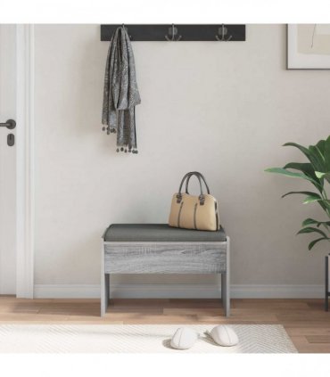 vidaXL Hall Bench with Cushion Grey Sonoma 63 x 38 x 40 cm