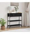 vidaXL Console Table Black Oak 72.5 x 25 x 75 cm Engineered Wood