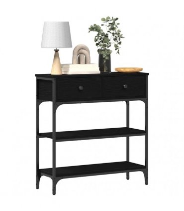 vidaXL Console Table Black Oak 72.5 x 25 x 75 cm Engineered Wood