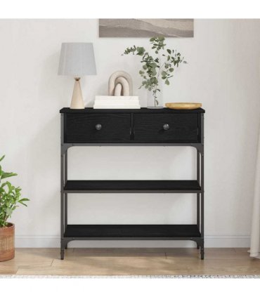 vidaXL Console Table Black Oak 72.5 x 25 x 75 cm Engineered Wood
