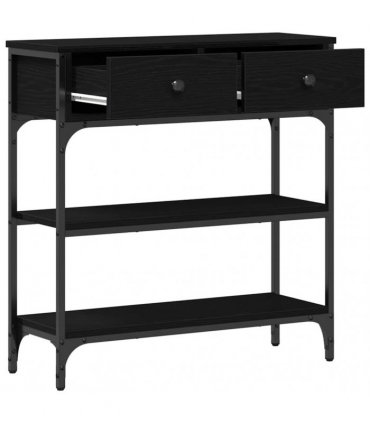 vidaXL Console Table Black Oak 72.5 x 25 x 75 cm Engineered Wood