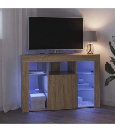 vidaXL Corner LED TV Cabinet Sonoma Oak 100x40x68cm Engineered Wood