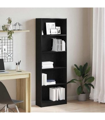 vidaXL Bookshelf Black Oak 60 x 24 x 176 cm Engineered Wood
