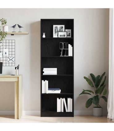 vidaXL Bookshelf Black Oak 60 x 24 x 176 cm Engineered Wood