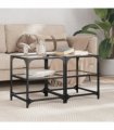 vidaXL Coffee Tables with Transparent Glass Top 2 pcs 40x40x45 cm Steel