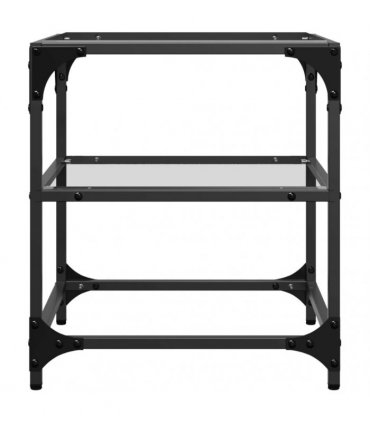 vidaXL Coffee Tables with Transparent Glass Top 2 pcs 40x40x45 cm Steel
