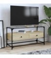 vidaXL TV Cabinet with Glass Top Sonoma Oak 98x35x51 cm Engineered Wood