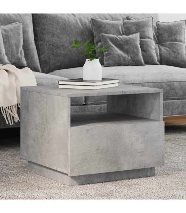 vidaXL Coffee Table with LED Lights Concrete Grey 50x49x40 cm