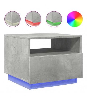 vidaXL Coffee Table with LED Lights Concrete Grey 50x49x40 cm