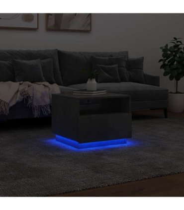vidaXL Coffee Table with LED Lights Concrete Grey 50x49x40 cm