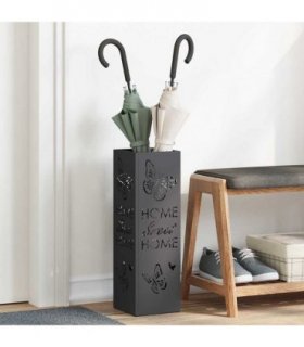 vidaXL Rain Umbrella Stand Black 15.5 x 15.5 x 49 cm Steel