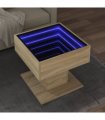 vidaXL Coffee Table with LED Sonoma Oak 50x50x45 cm Engineered Wood