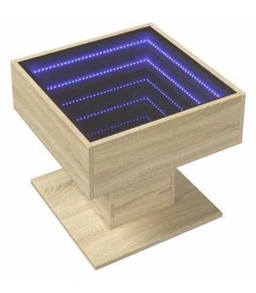 vidaXL Coffee Table with LED Sonoma Oak 50x50x45 cm Engineered Wood
