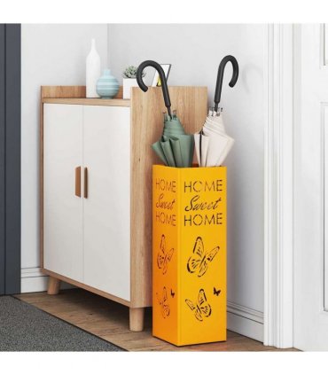 vidaXL Rain Umbrella Stand Mustard 15.5 x 15.5 x 49 cm Steel