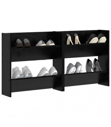 vidaXL Shoe Cabinet 2 pcs Black Oak 60 x 18 x 60 cm Engineered Wood