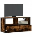 vidaXL TV Cabinet Smoked Oak 80x31x39.5 cm Engineered Wood and Metal