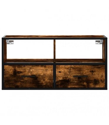 vidaXL TV Cabinet Smoked Oak 80x31x39.5 cm Engineered Wood and Metal