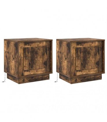 vidaXL Bedside Cabinet 2 pcs Smoked Oak 44 x 34.5 x 45 cm