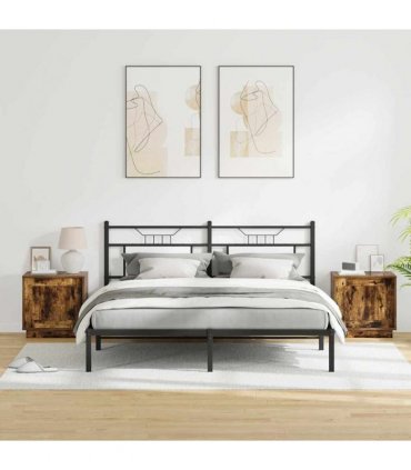 vidaXL Bedside Cabinet 2 pcs Smoked Oak 44 x 34.5 x 45 cm