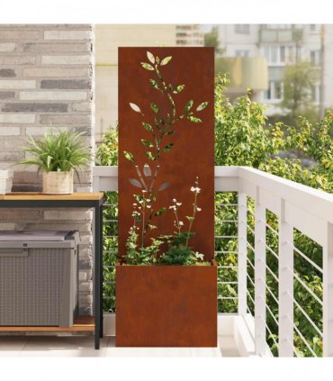 vidaXL Garden Privacy Screen Floral Rusty 50 x 140 cm Weathering steel