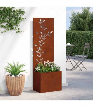 vidaXL Garden Privacy Screen Floral Rusty 50 x 140 cm Weathering steel