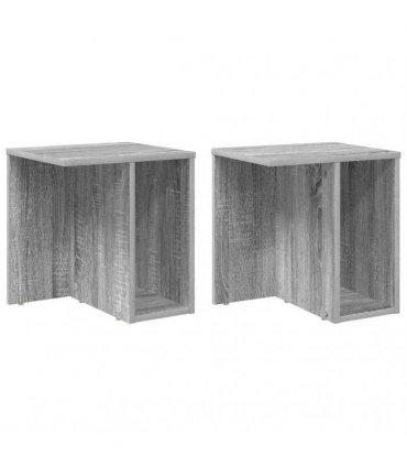 vidaXL End Table 2 pcs Grey Sonoma 37 x 32 x 40 cm Engineered Wood