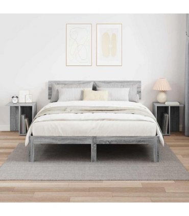 vidaXL End Table 2 pcs Grey Sonoma 37 x 32 x 40 cm Engineered Wood