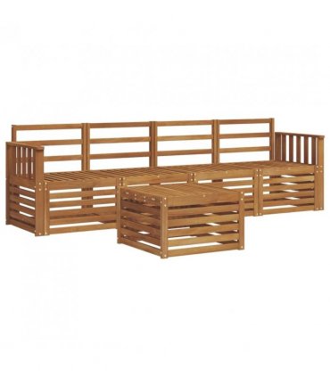 vidaXL Sofa Sets 5 pcs Natural Solid Acacia Wood
