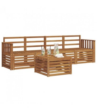vidaXL Sofa Sets 5 pcs Natural Solid Acacia Wood