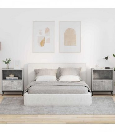 vidaXL Bedside Cabinet with Drawer 2 pcs Concrete grey 49 x 36 x 61 cm