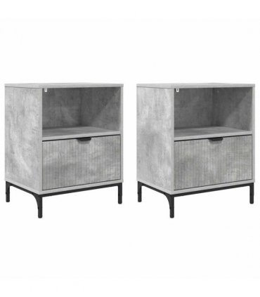 vidaXL Bedside Cabinet with Drawer 2 pcs Concrete grey 49 x 36 x 61 cm