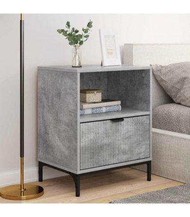 vidaXL Bedside Cabinet with Drawer 2 pcs Concrete grey 49 x 36 x 61 cm