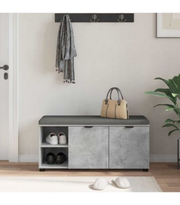 vidaXL Hall Bench with Cushion Concrete Grey 100 x 38 x 46 cm