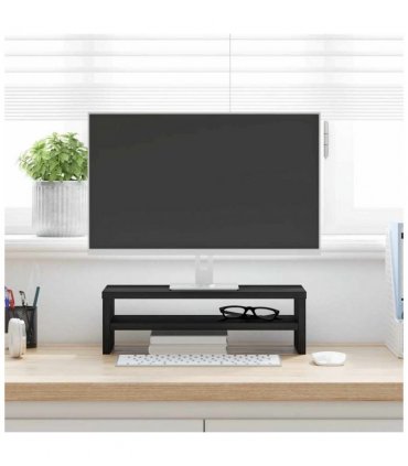 vidaXL Monitor Stand Black Oak 42x24x13 cm Engineered Wood