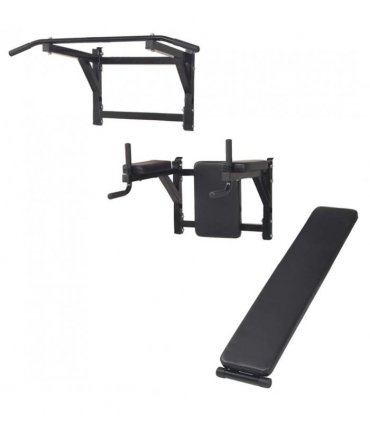 vidaXL Wall-mounted Multi-functional Fitness Power Tower Black