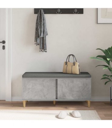 vidaXL Hall Bench with Cushion Concrete Grey 100 x 38 x 46 cm