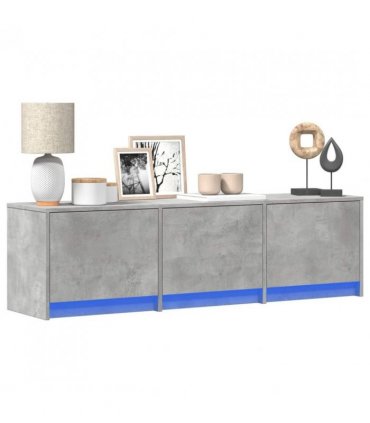 vidaXL TV Cabinet with LED Concrete 140 x 34 x 40 cm Engineered Wood