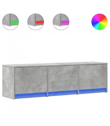 vidaXL TV Cabinet with LED Concrete 140 x 34 x 40 cm Engineered Wood