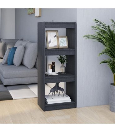 vidaXL Book Cabinet/Room Divider Grey 40x30x103.5 cm Solid Pinewood